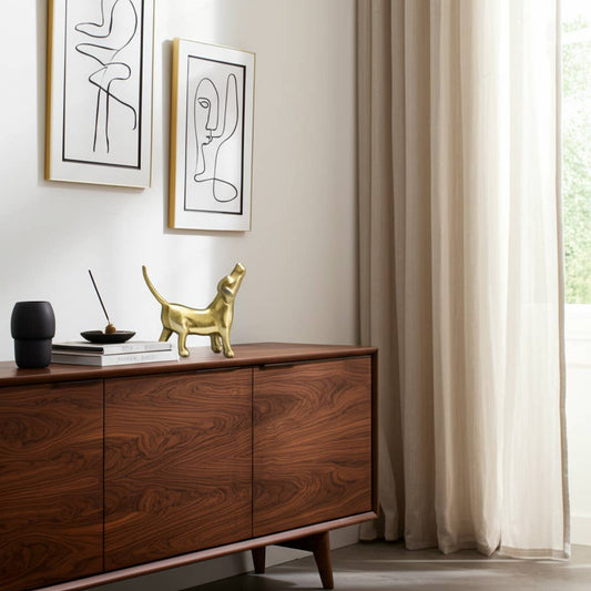 Metal Modern Howling Dog Decorative Figurine - Gold, 6 in.