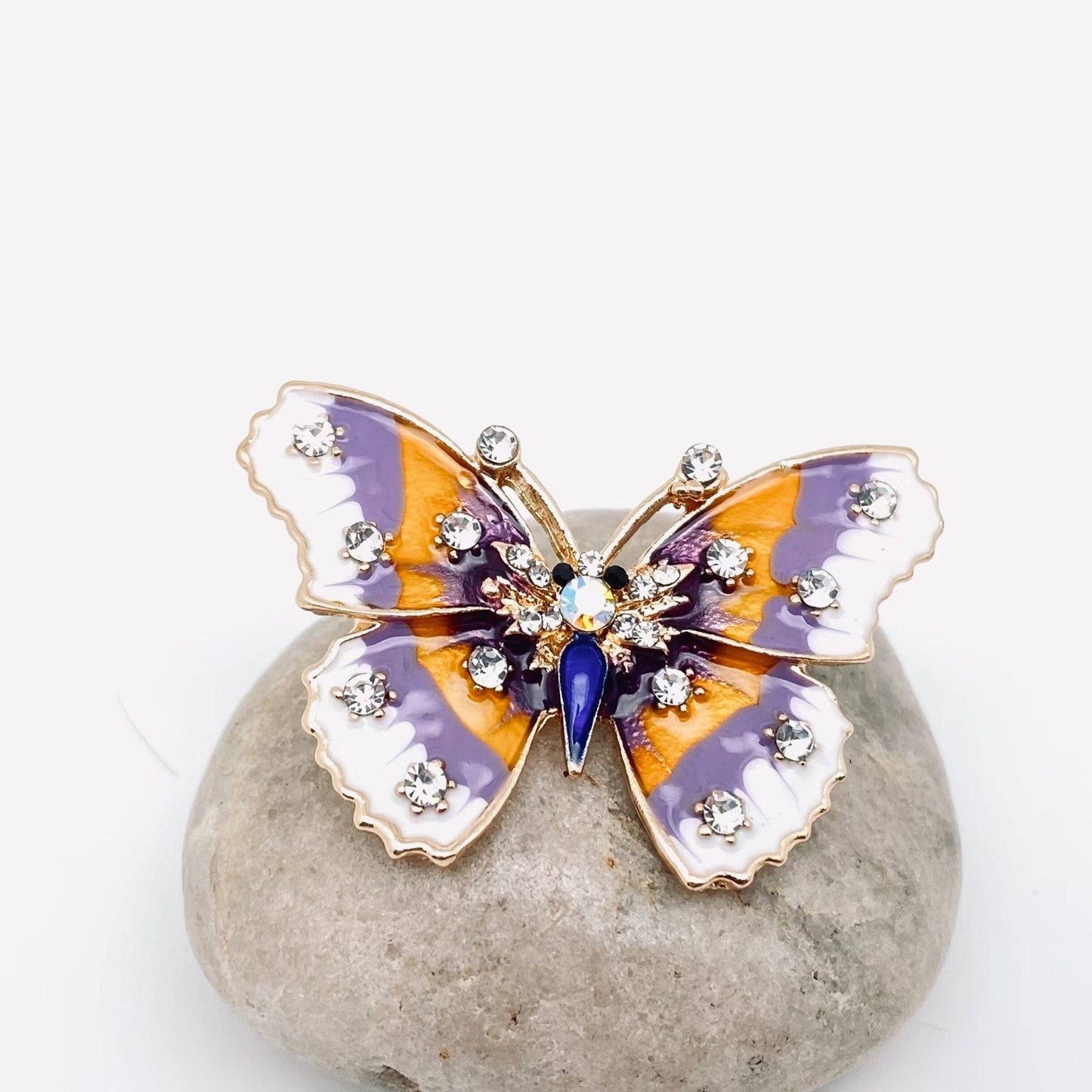Rhinestone Enamel Butterfly Brooch Pin for Clothes