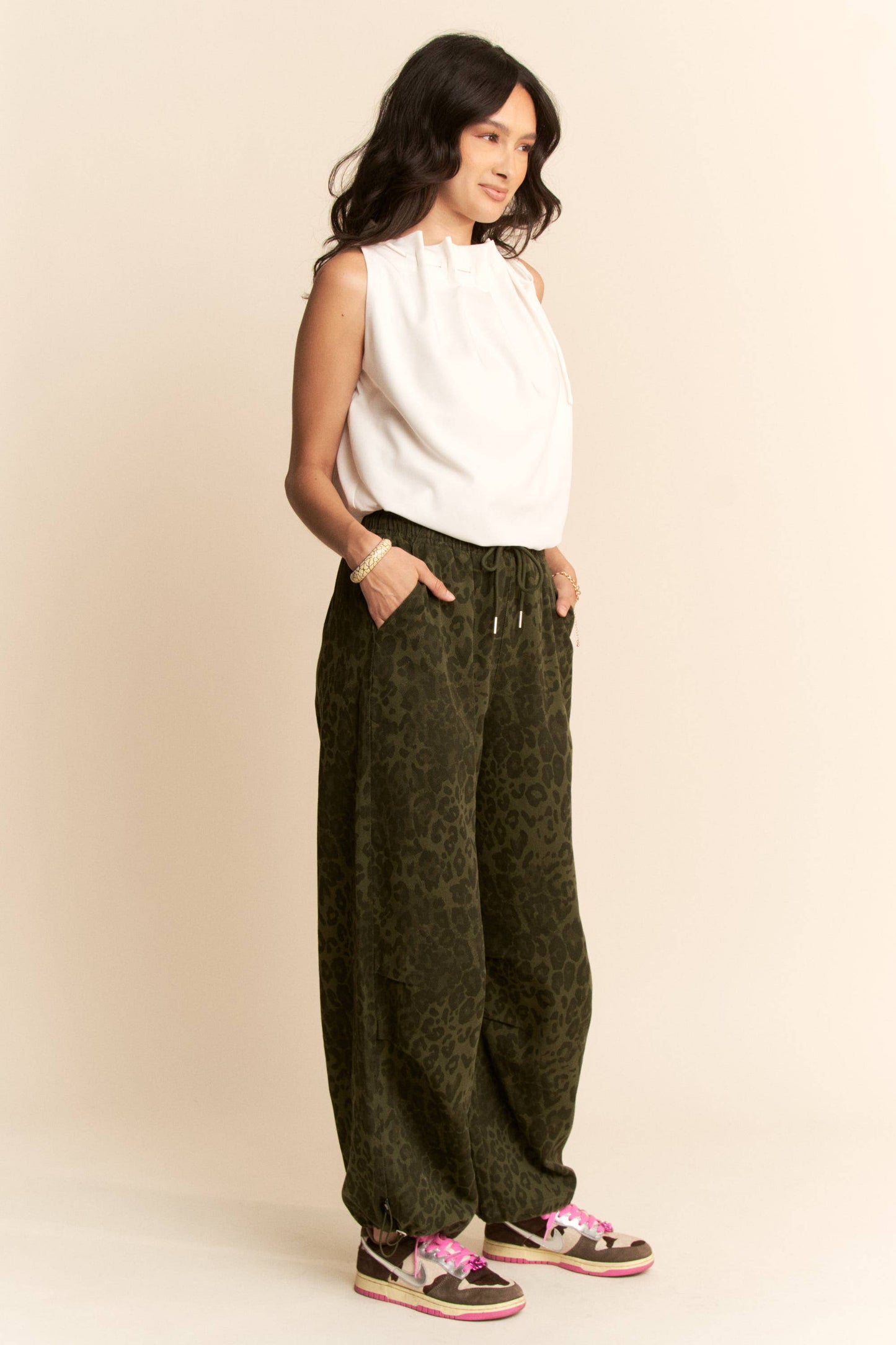 Cowl Neck Tie Detail Sleeveless Top
