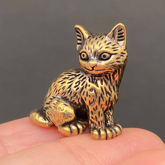 Brass Standing Kitten Crafts Decoration Desktop Ornaments