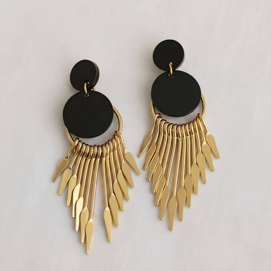 Gold Plated Crystal Pearl Tassel Drop Earrings
