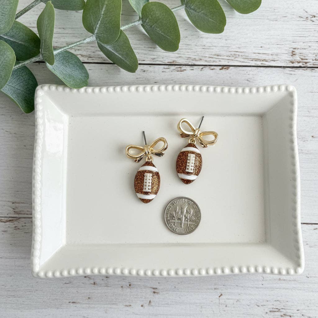 Football Gold Bows Earrings