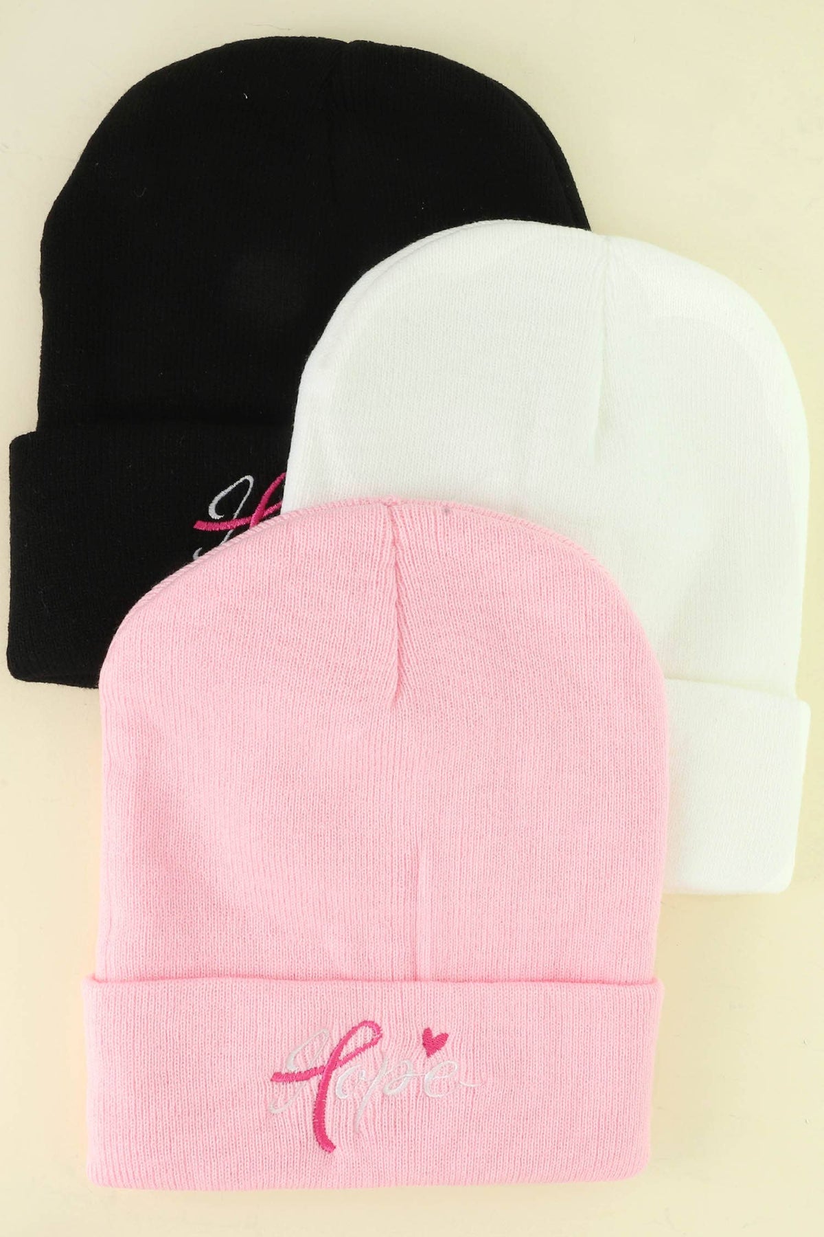 Breast Cancer Awareness “Hope” Script Knit Beanie