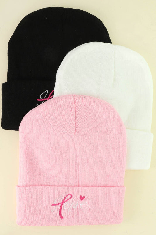 Breast Cancer Awareness “Hope” Script Knit Beanie