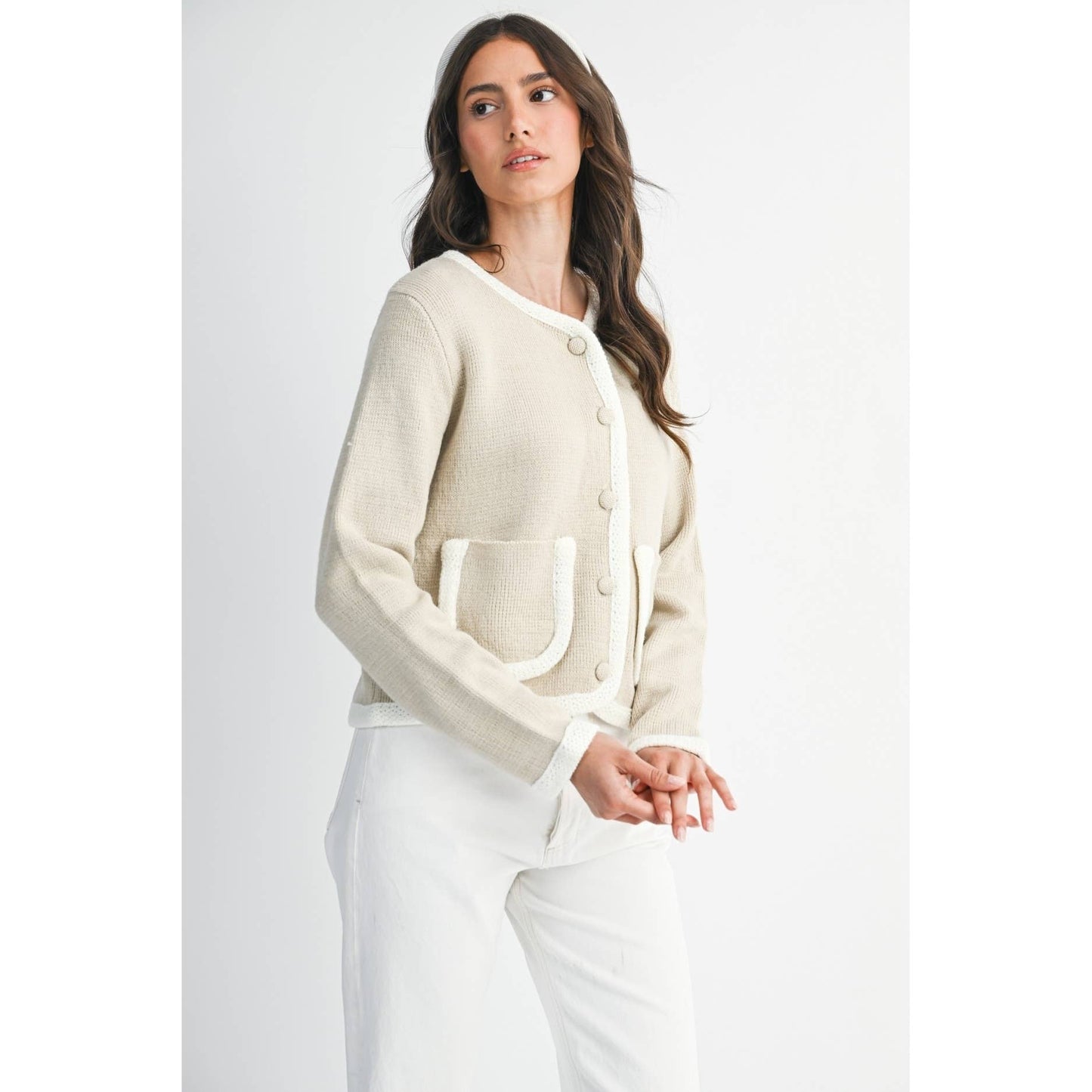 Stylish Knit Cardigan With Pocket Detail