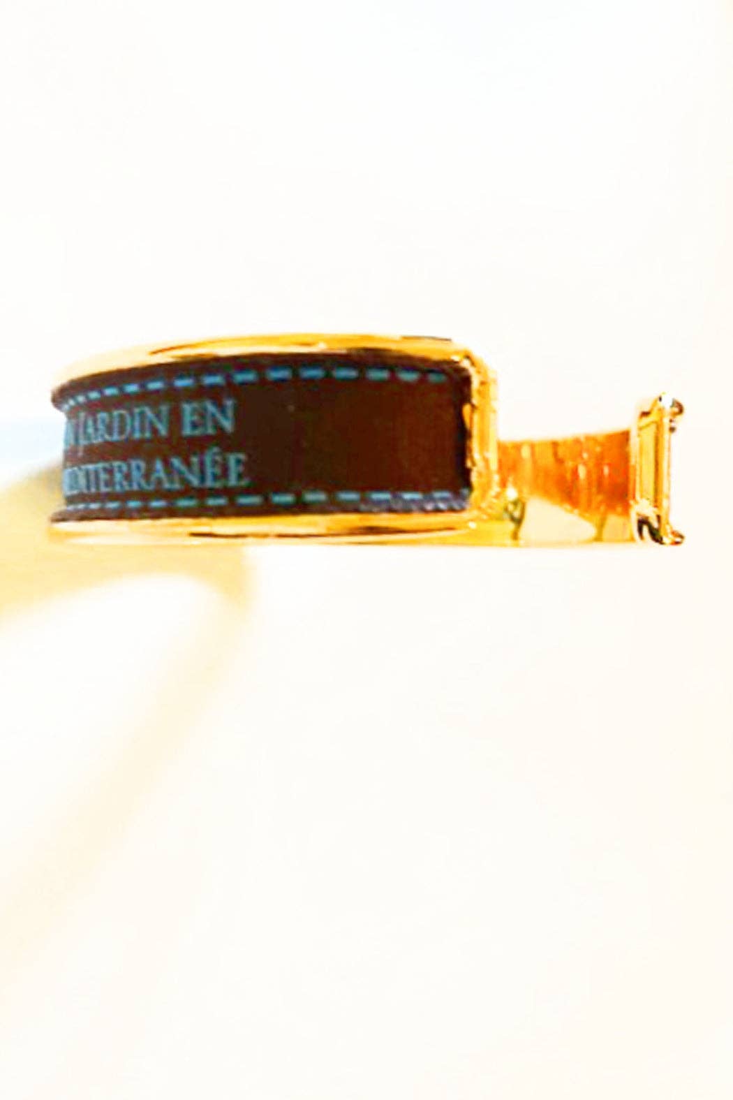 Upcycled  Hermes Brown and Blue Ribbon Cuff Bracelet
