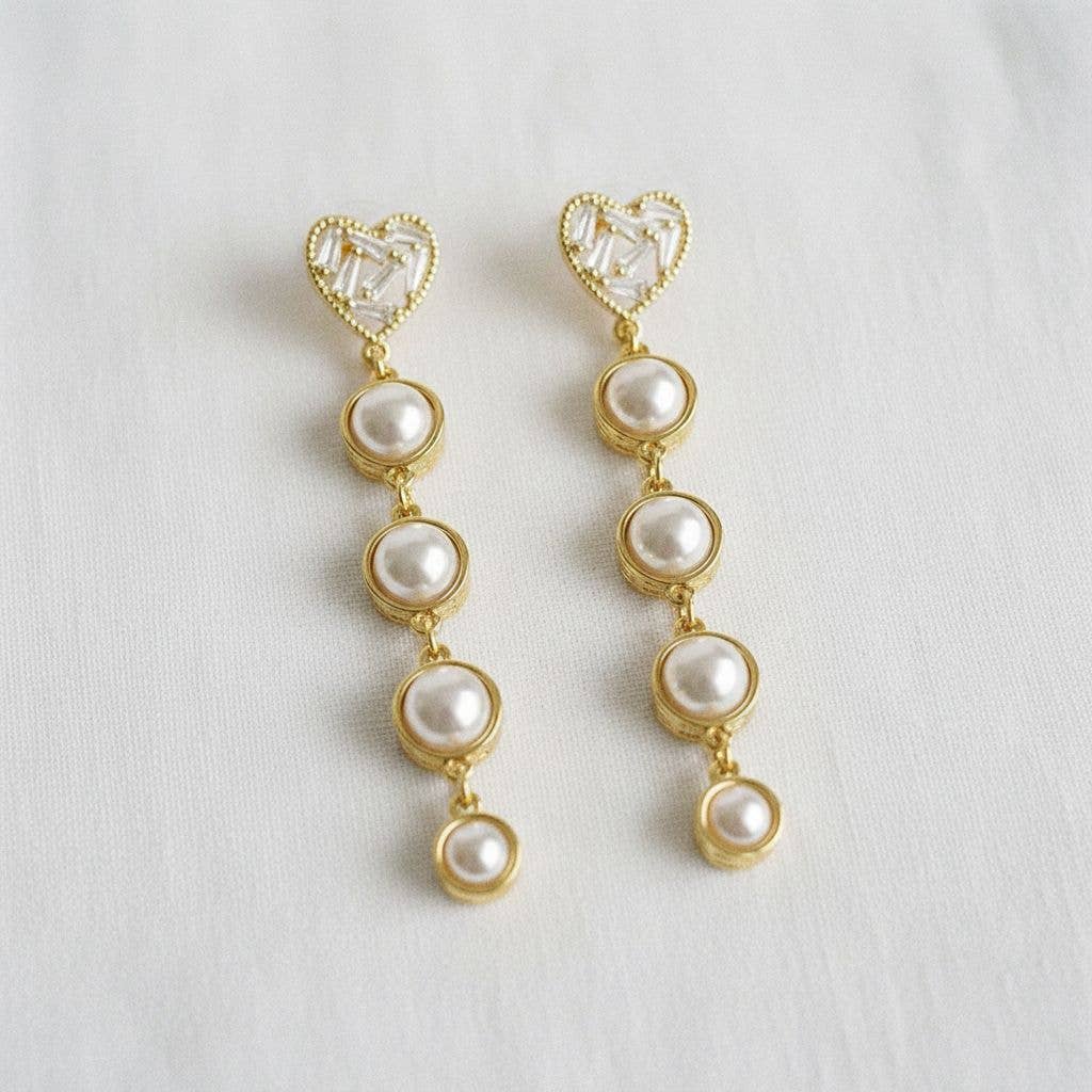 Heart-Shaped Gemstone Drop Earrings