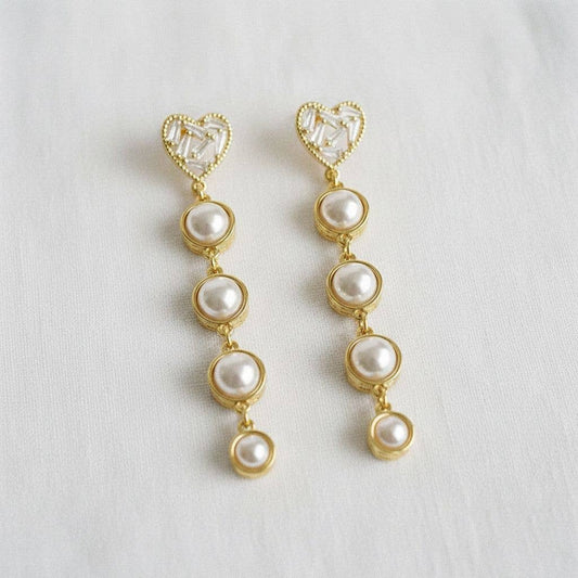 Heart-Shaped Gemstone Drop Earrings