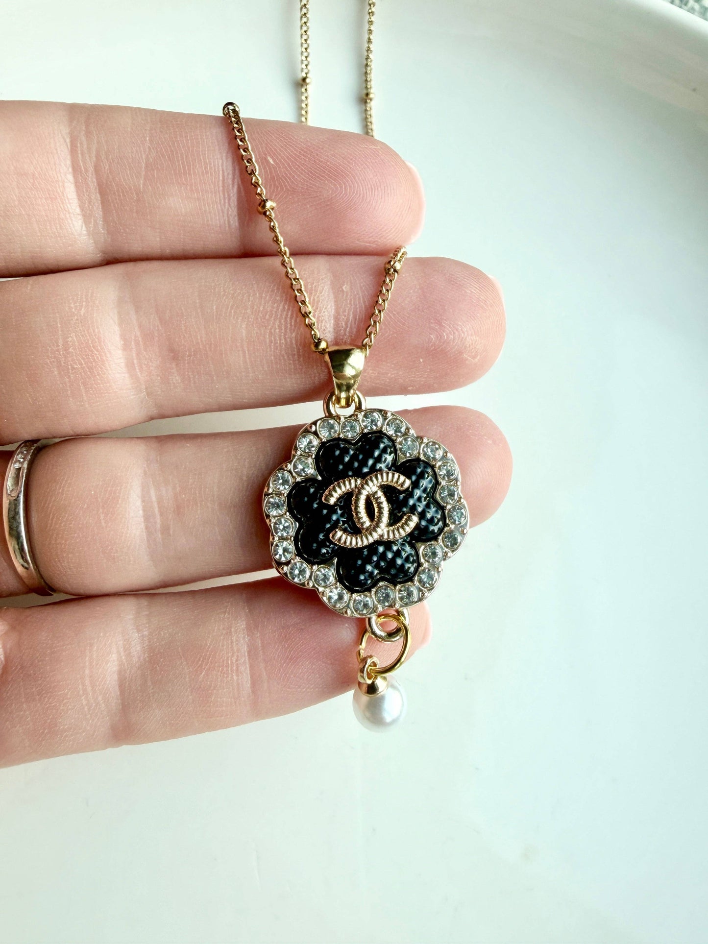 Upcycled Chanel Black Pearl Necklace