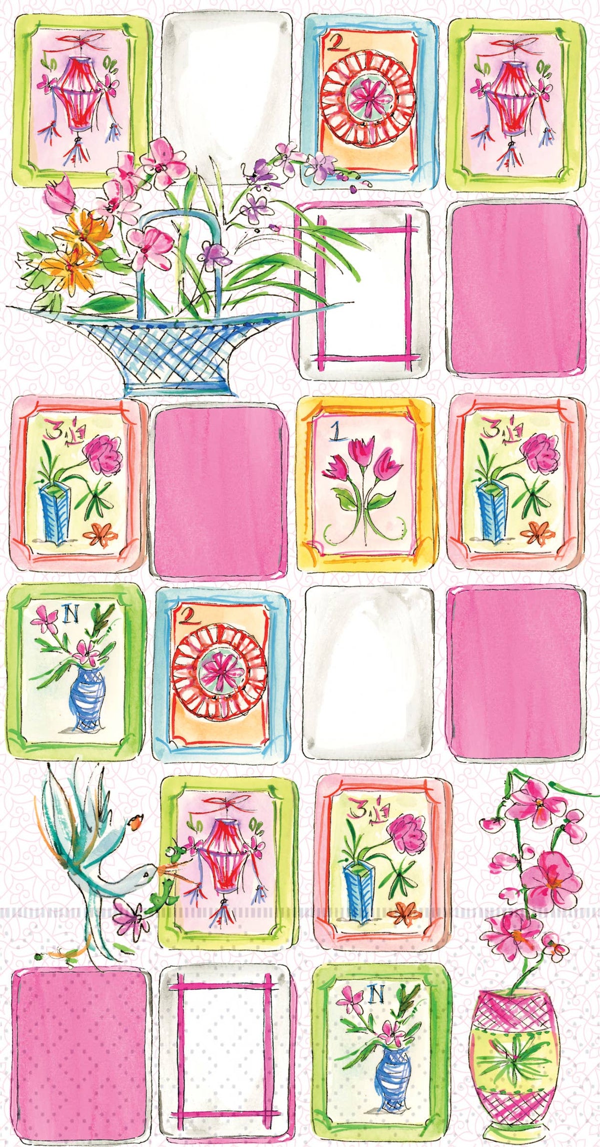 Paper Guest Towels 16 Ct Mahjong Pink Rosanne Beck