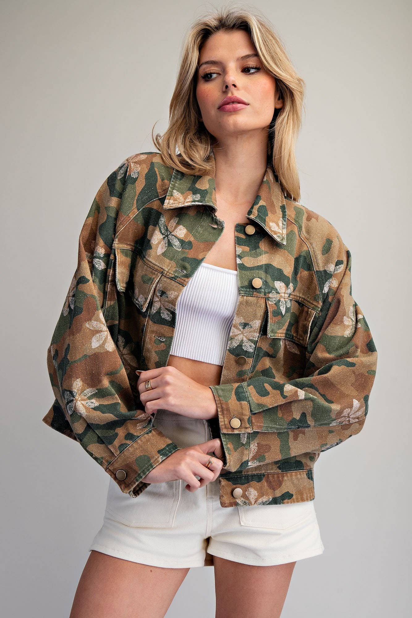 FLORAL CAMO PRINTED JACKET