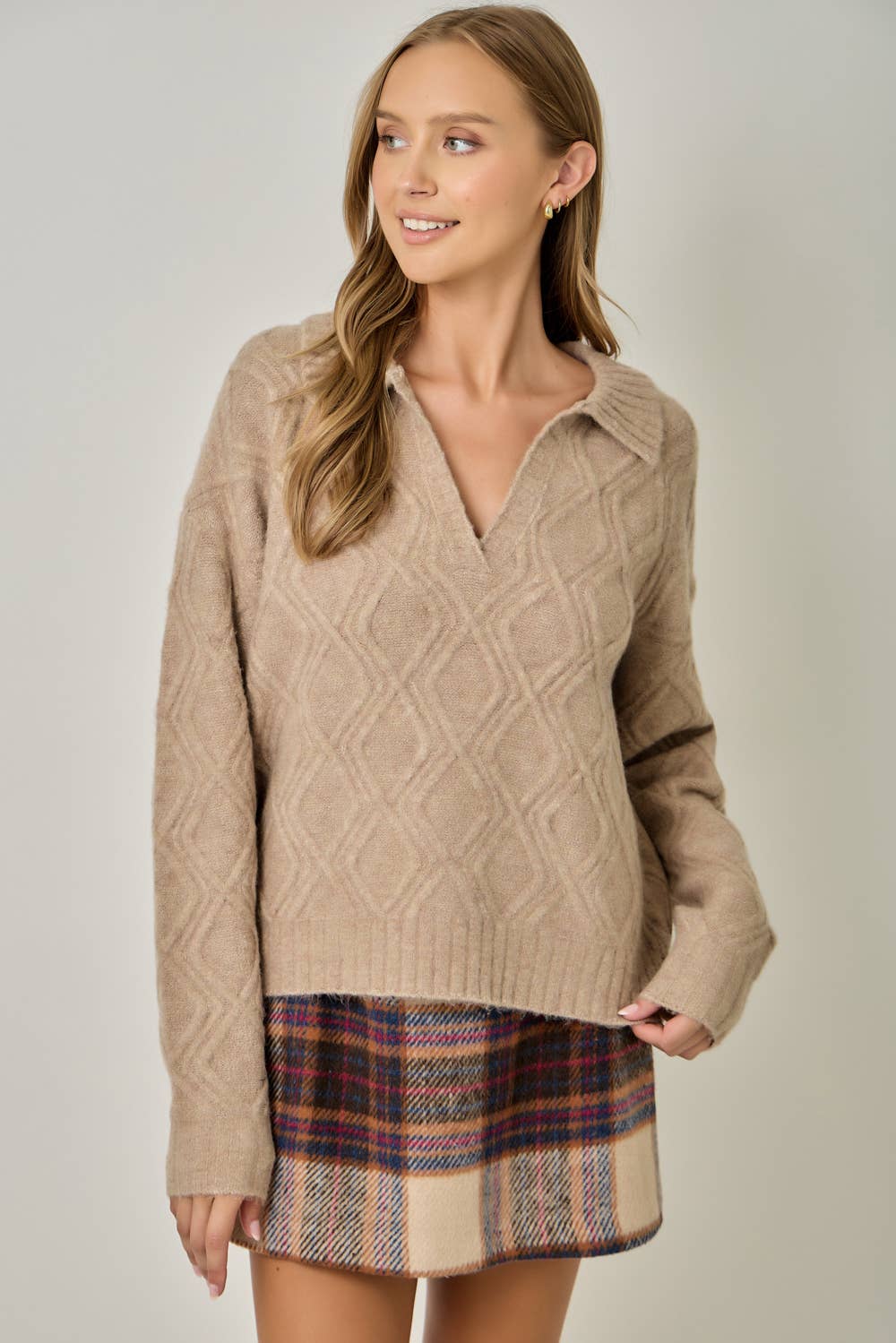 Diamond Textured Mohair Pullover