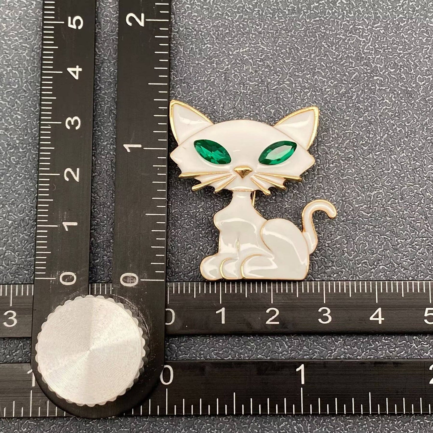 Enamel Black & White Cat Brooch