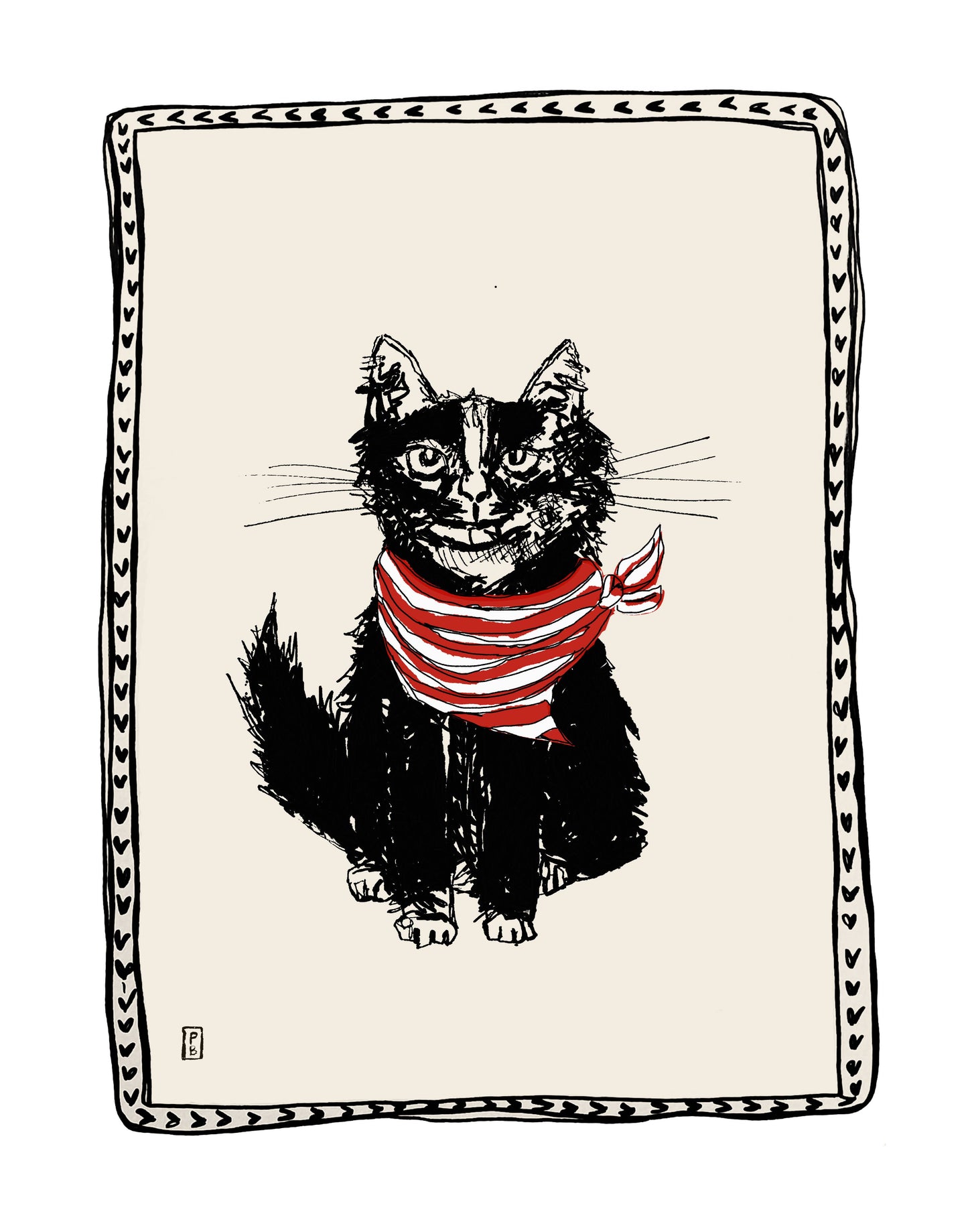 "Cat in Scarf", Giclée Fine Art Print