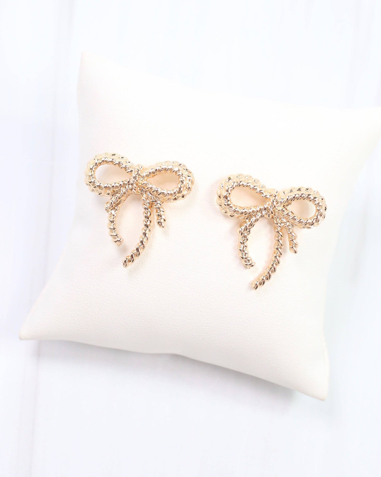 Branson Textured Bow Stud Earring Gold