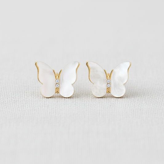Butterfly Pearl Stud Earrings