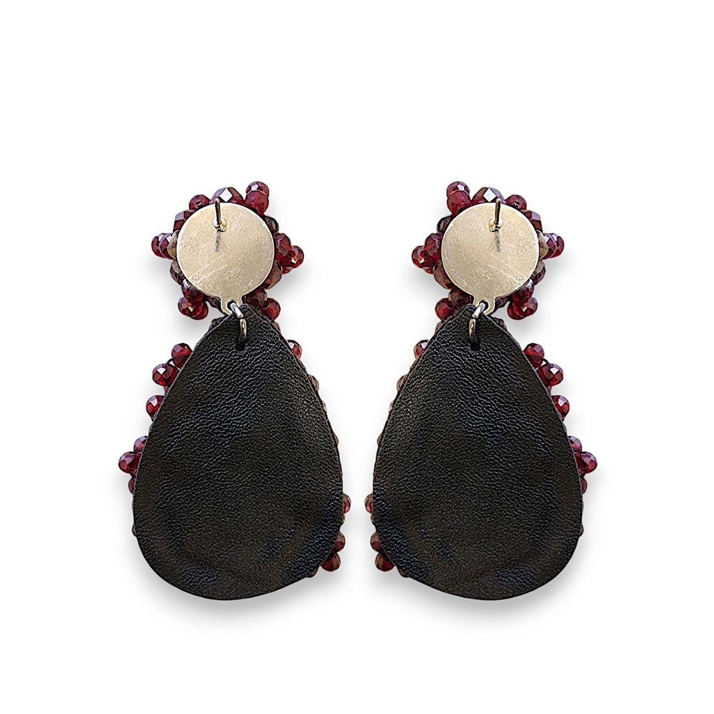 Chunky Red Crystal Statement Earrings | Handmade Jewelry