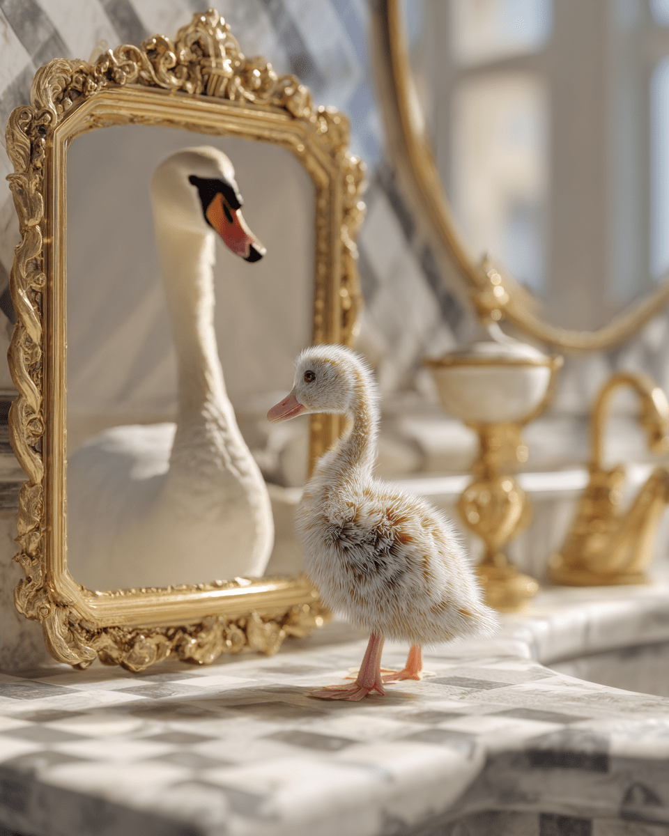 Cygnet to Swan Bathroom Decor Art Print - 8"x10" Artwork