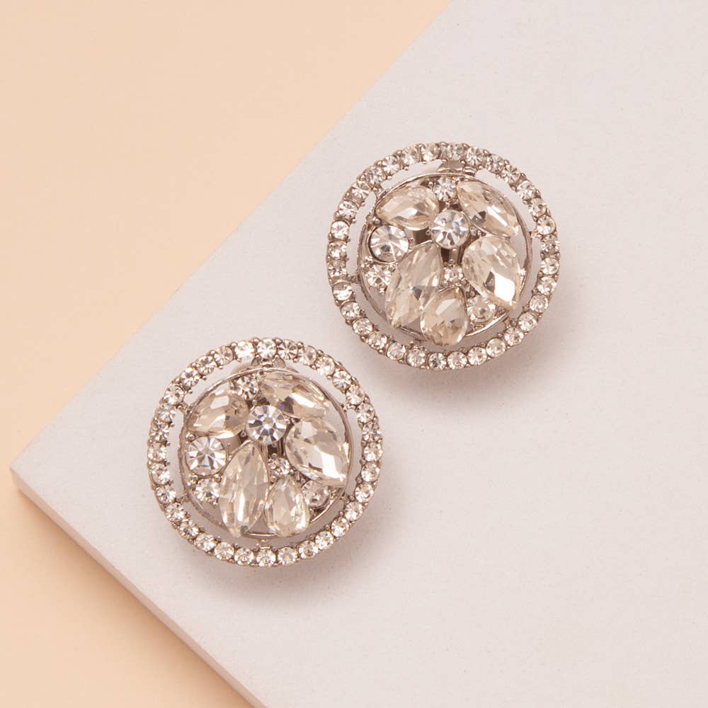 Oval Frame Marquise Cut Crystal Clip On Earrings