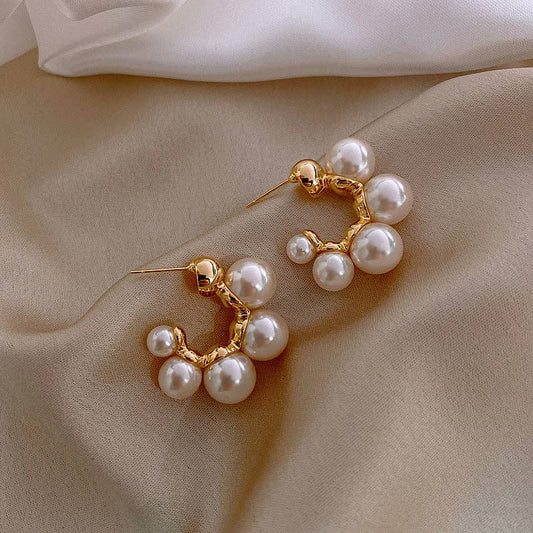 Pearl Elegant C-Shape Stud Earrings