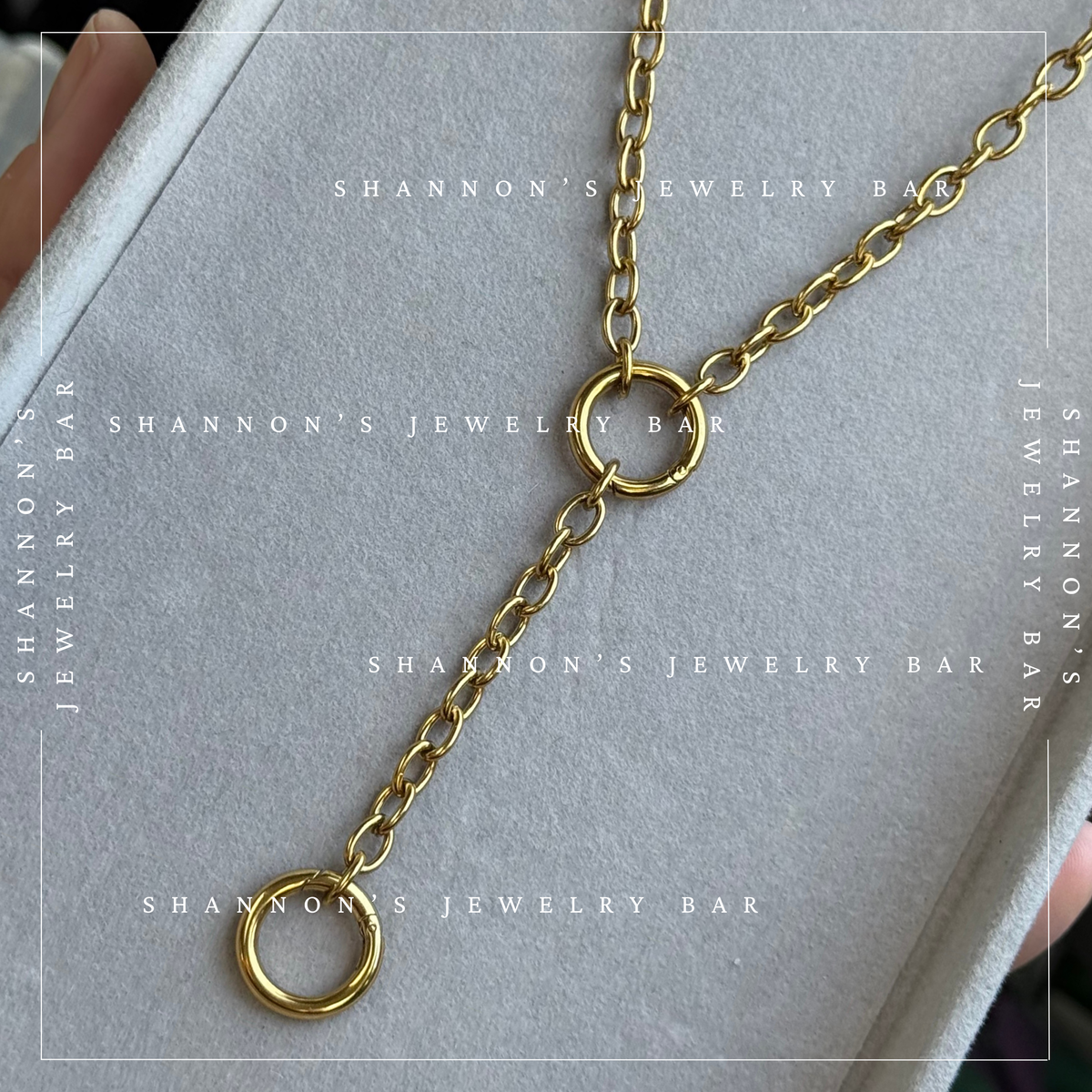 Double Carabiner Chain Necklace, 18K Gold Plated