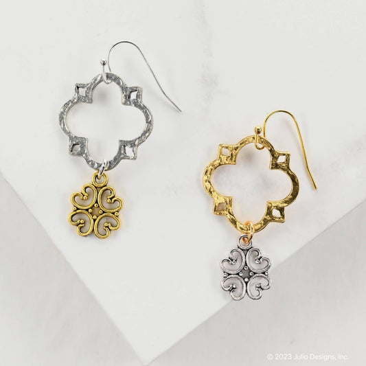 ER633 Quatrefoil Earring with Filigree Accent