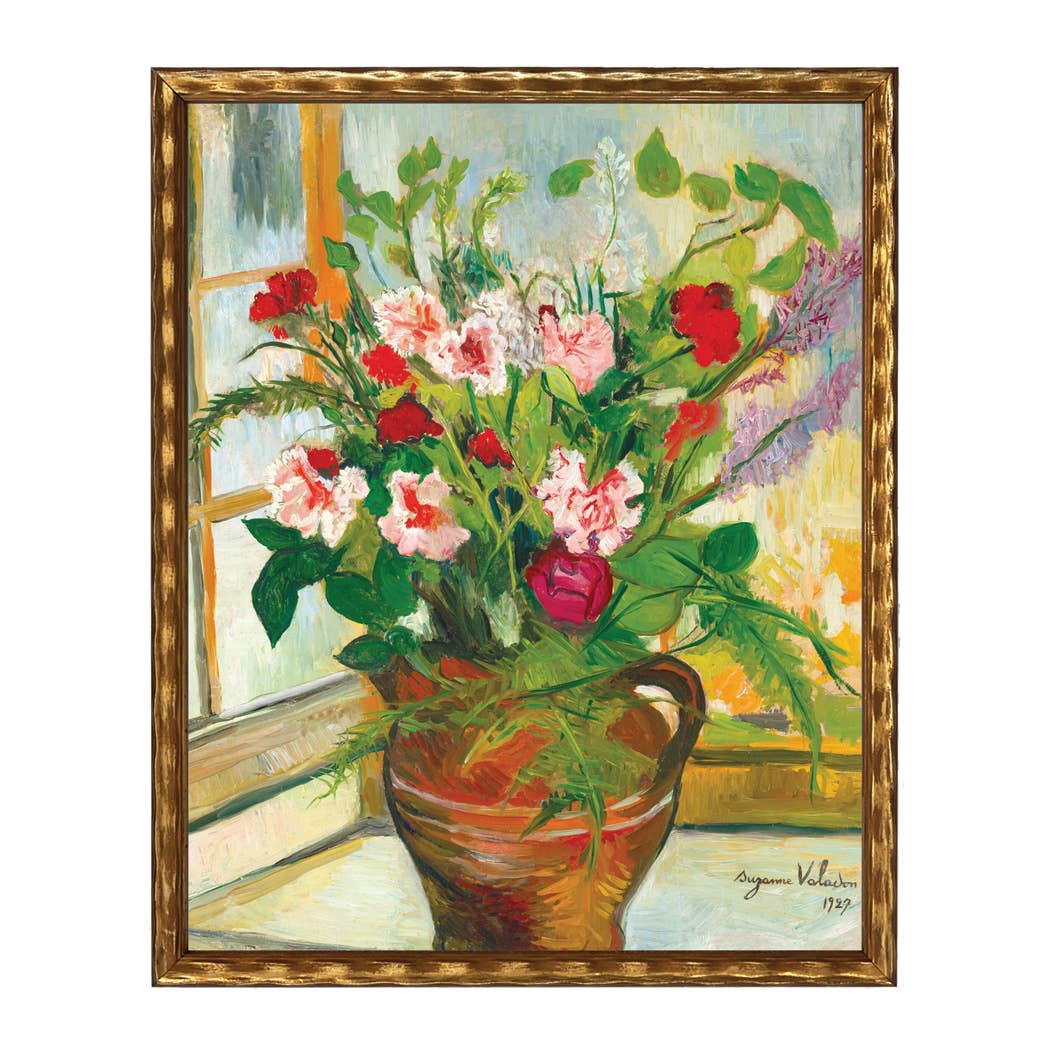 Vintage oil painting of flowers in vase F