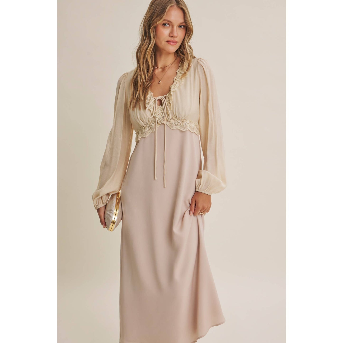CHAMPAGNE ROSE MIDI DRESS