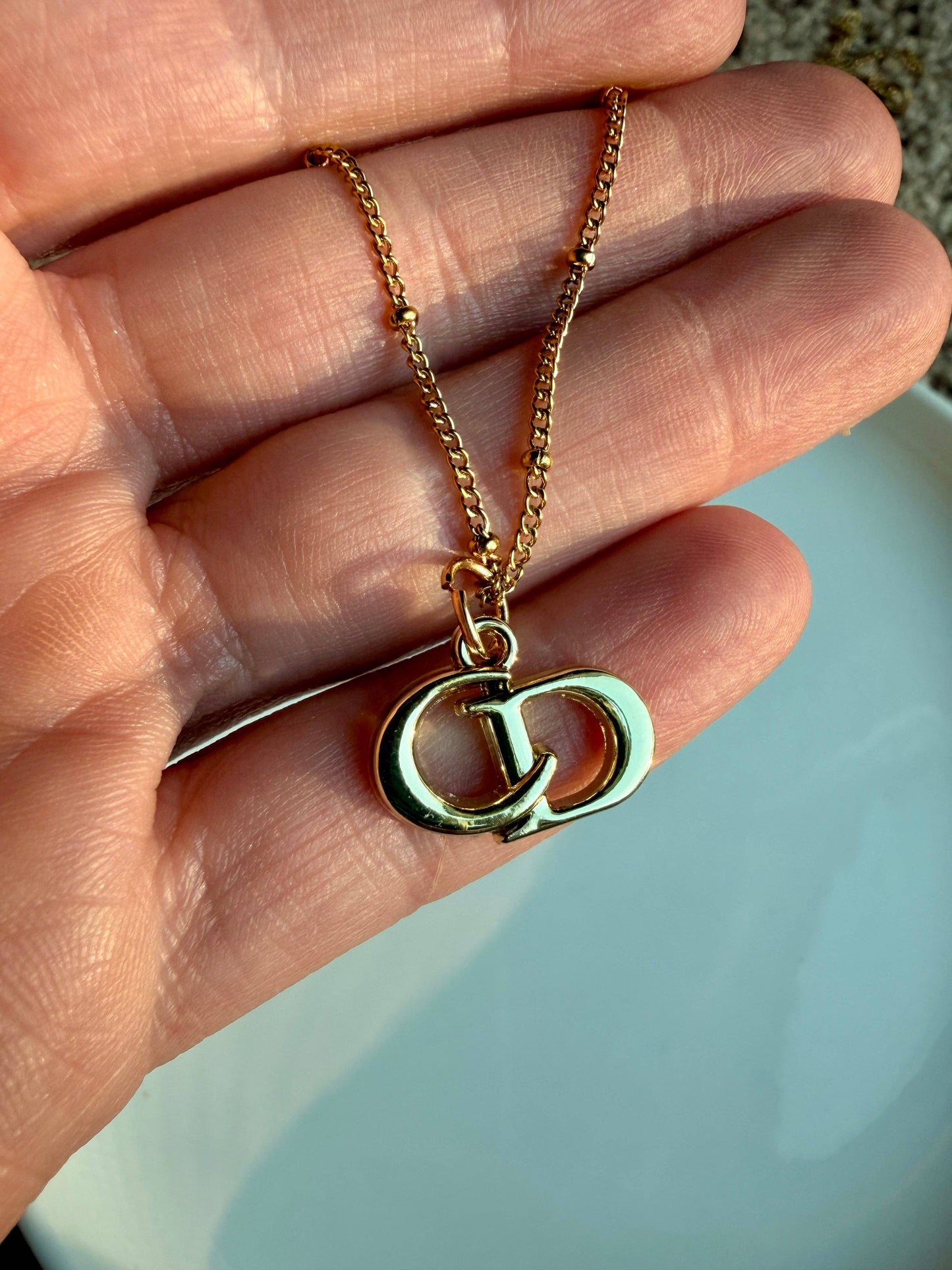 Upcycled Dior Gold Pendant Necklace