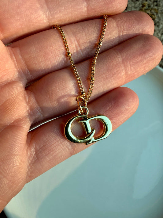 Upcycled Dior Gold Pendant Necklace