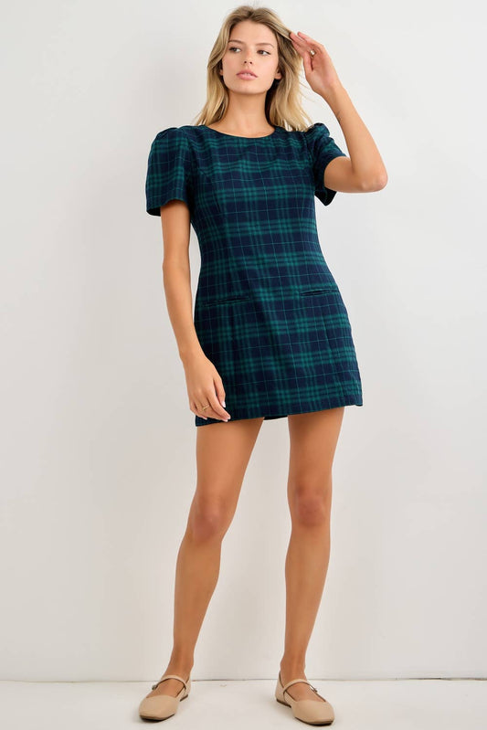 PLAID PRINT MINI DRESS