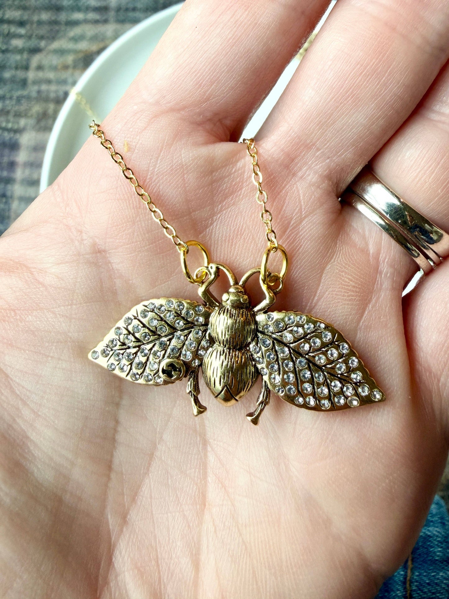 Upcycled Gucci Bee Pendant Necklace