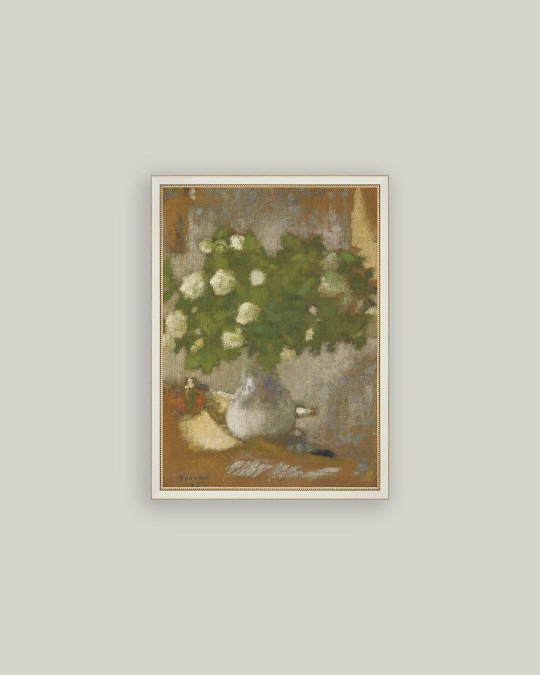 Snowball Flowers Framed Antique Art