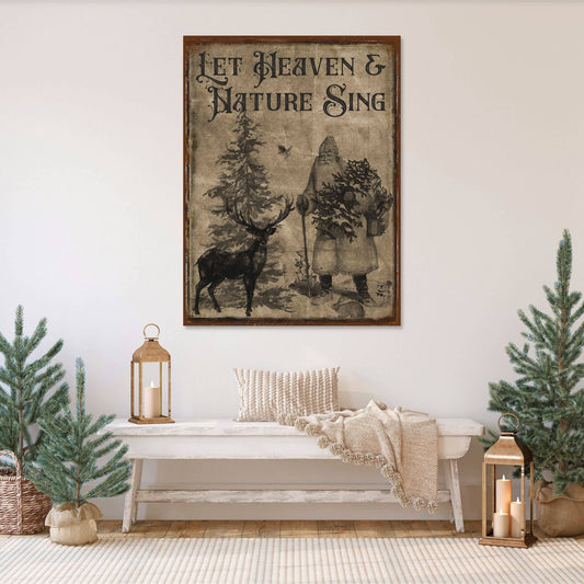 Heaven and Nature Sing Vintage Christmas Canvas Wall Decor