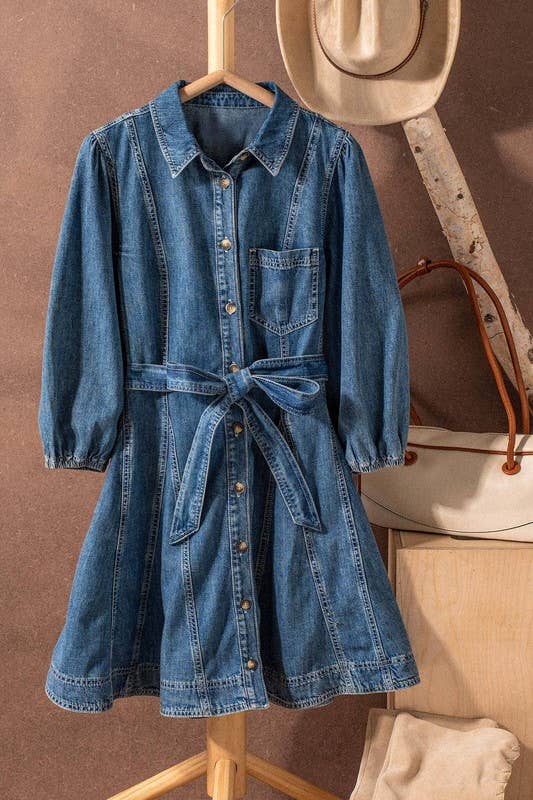 Western Belted Fit-and-Flare Dress