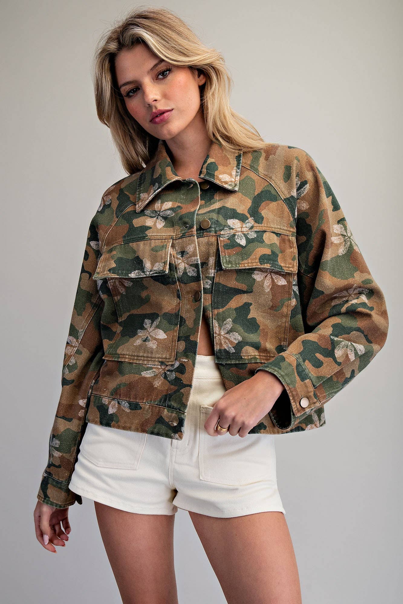 FLORAL CAMO PRINTED JACKET