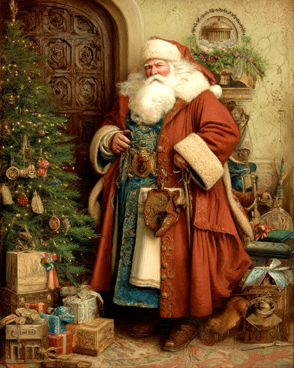 Old World Style Santa Claus Christmas Art Print - 8"x10" Artwork for 12"x14" Frame
