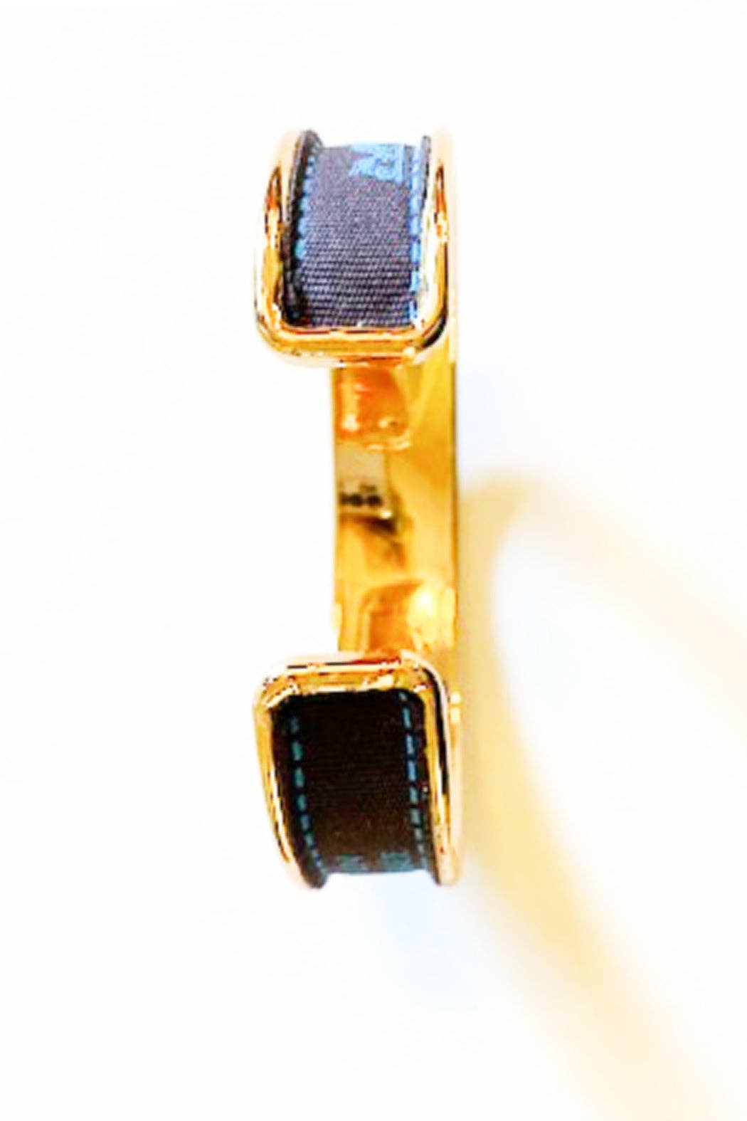 Upcycled  Hermes Brown and Blue Ribbon Cuff Bracelet
