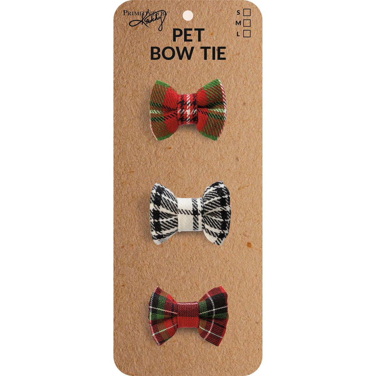 Christmas Plaid Small Pet Bow Tie Set