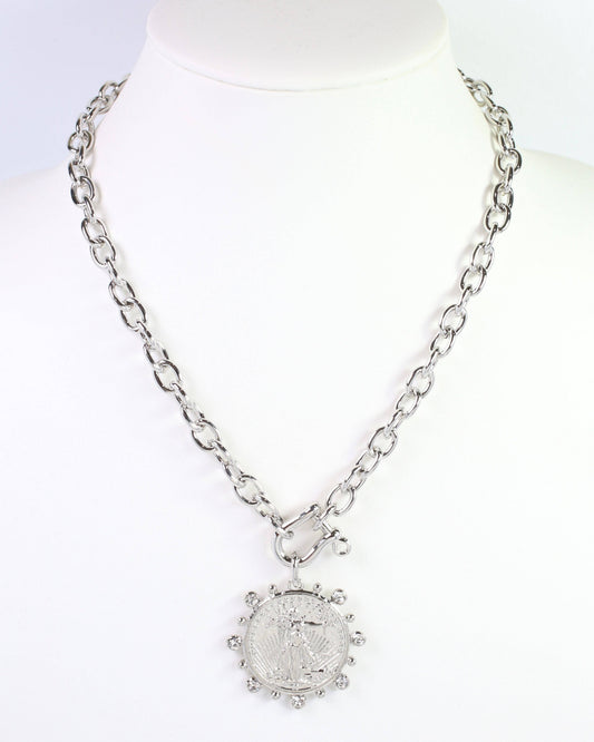 Armidale Horsebit Coin Necklace Silver