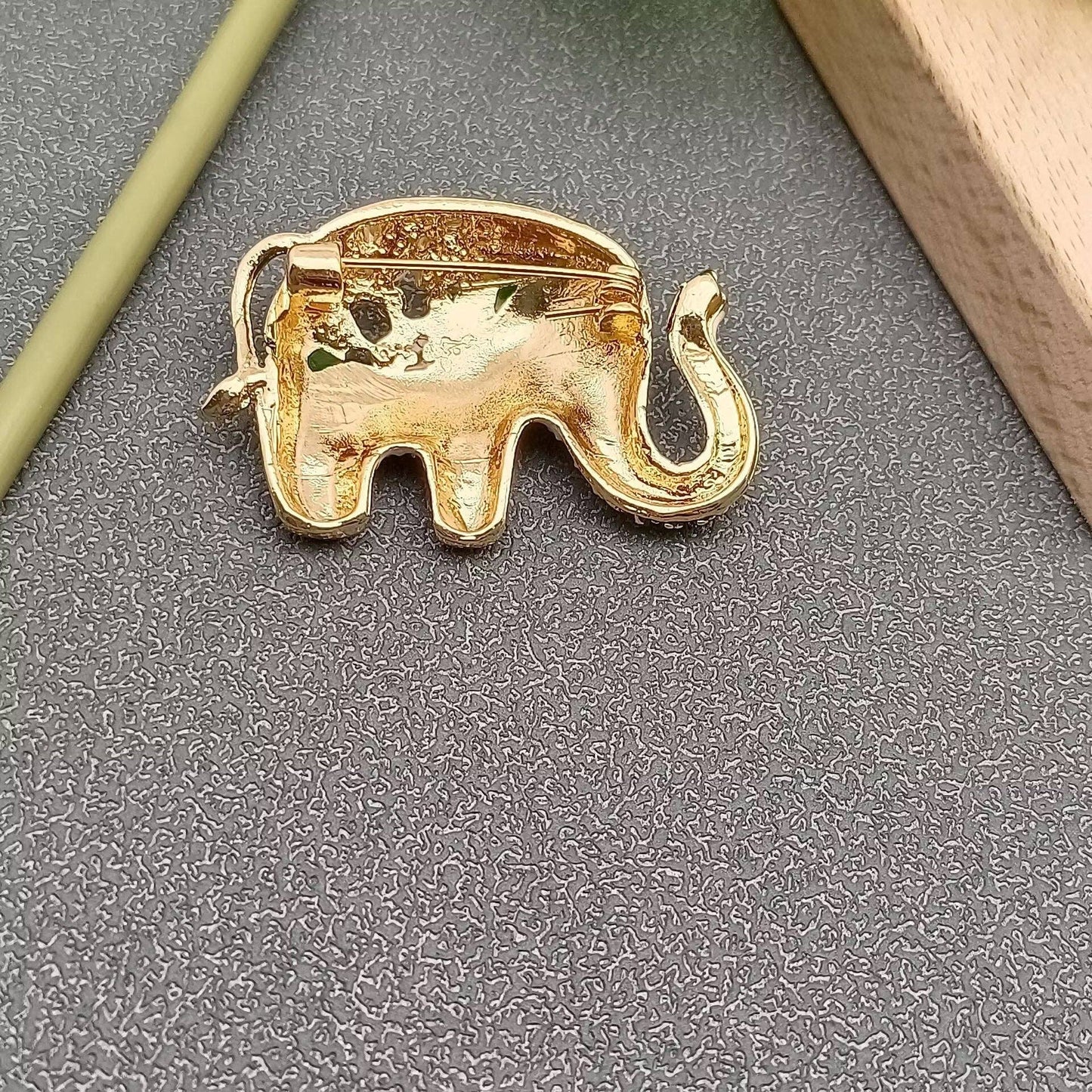 Rhinestone & Enamel Elephant Brooch