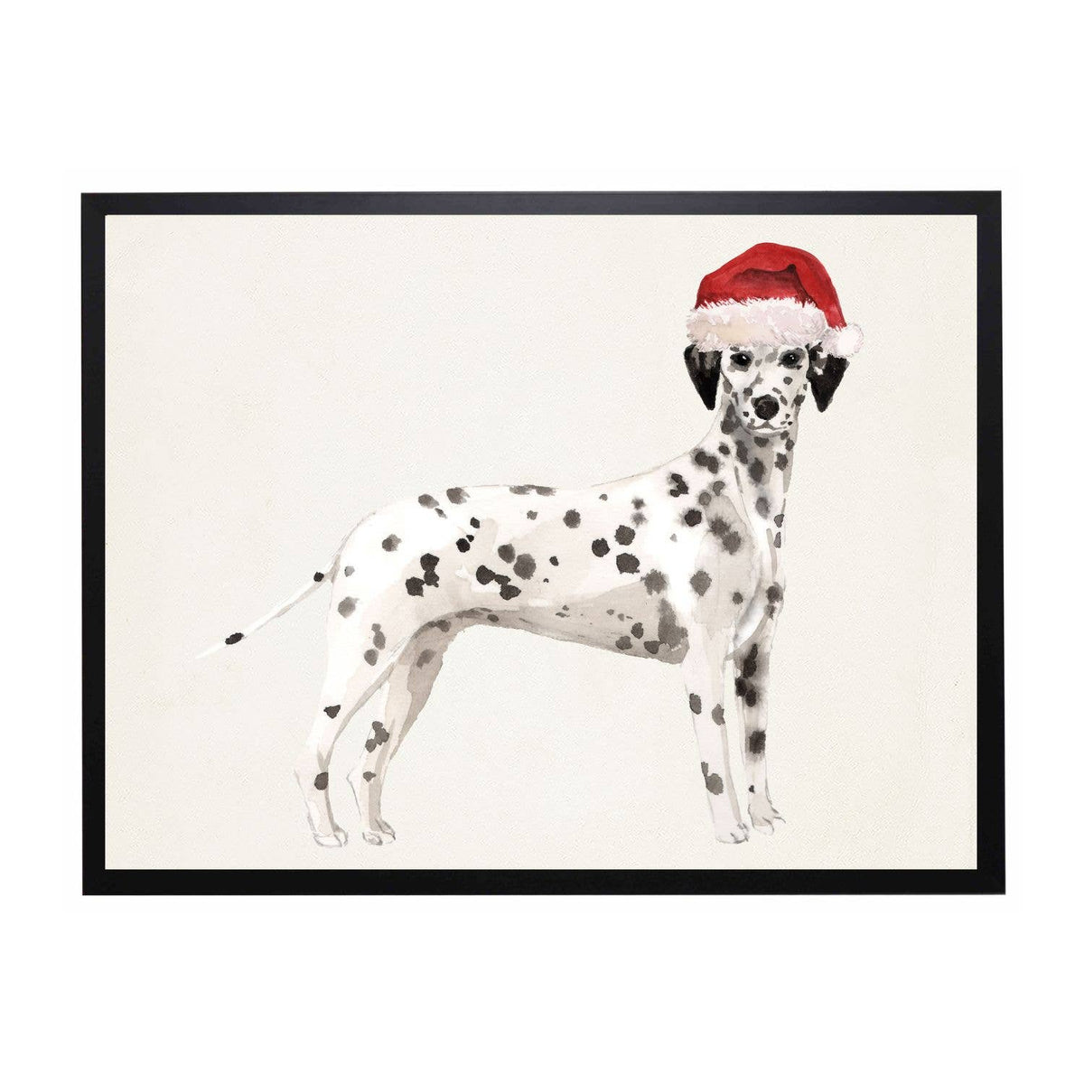Watercolor Dalmation w/ Santa Hat