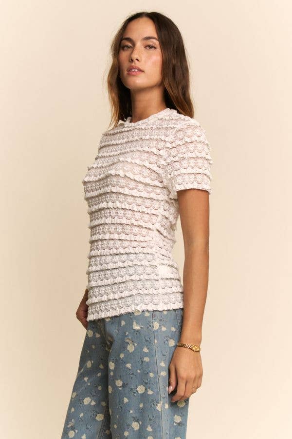 RUFFLE LACE SHORT SLEEVE TOP