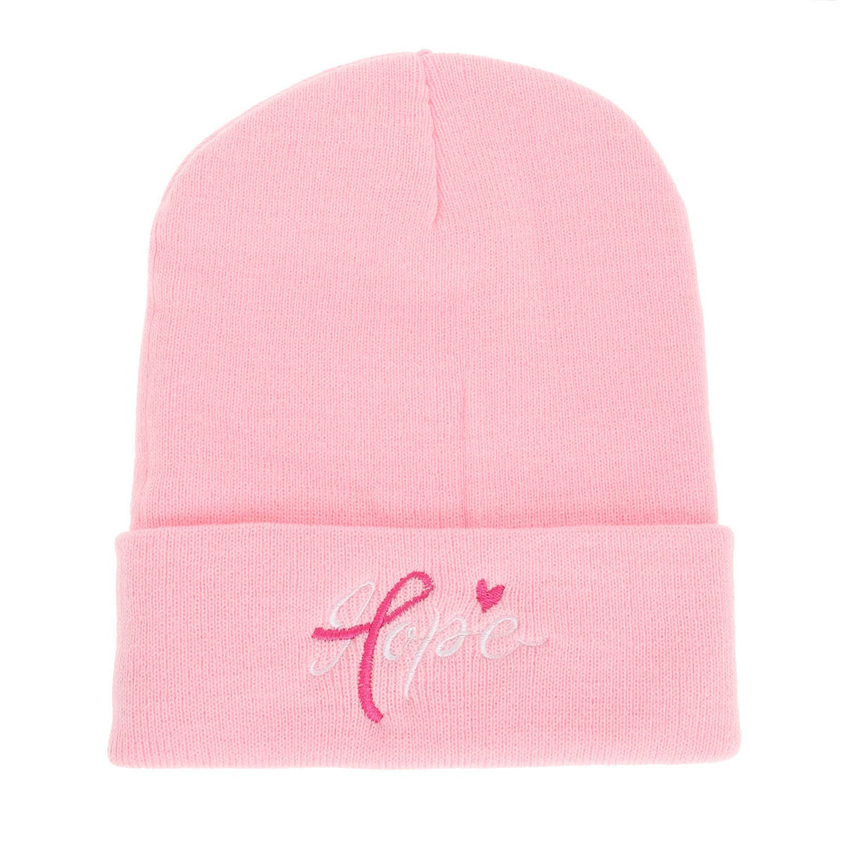 Breast Cancer Awareness “Hope” Script Knit Beanie