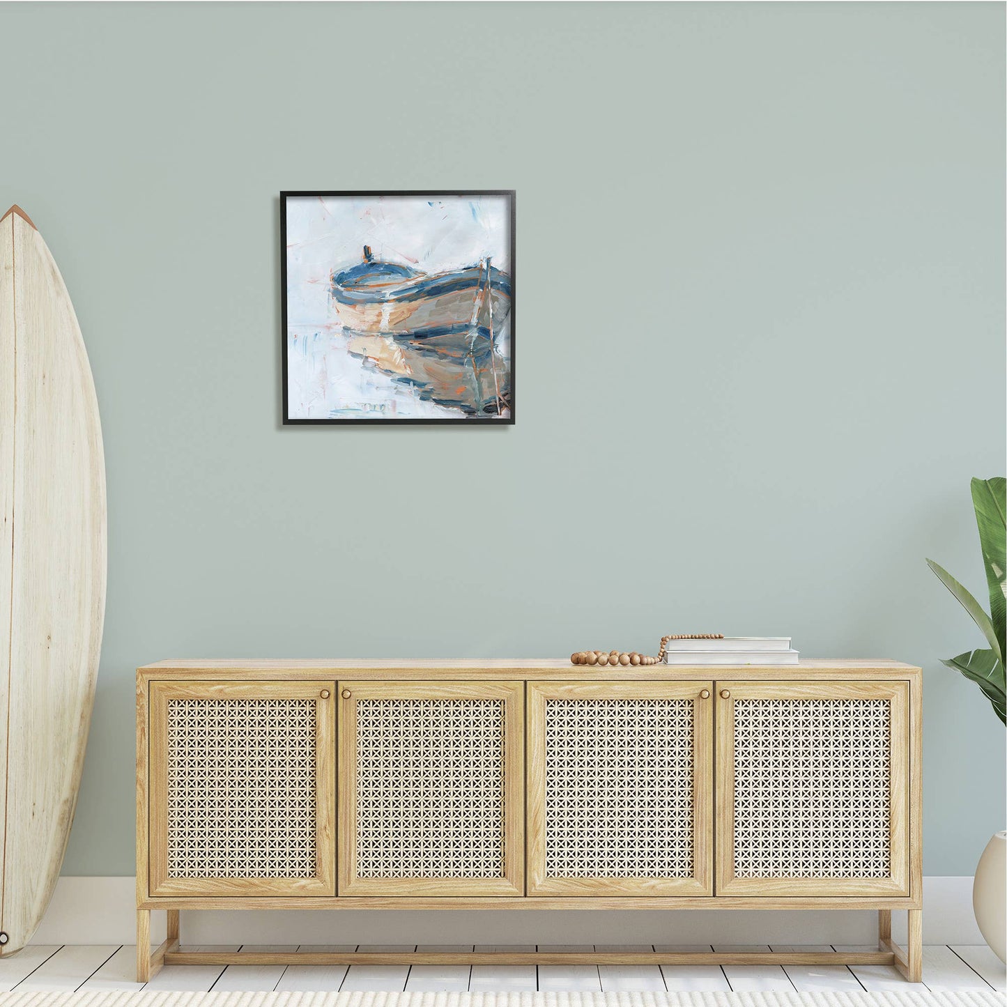 Abstract Row Boat Framed