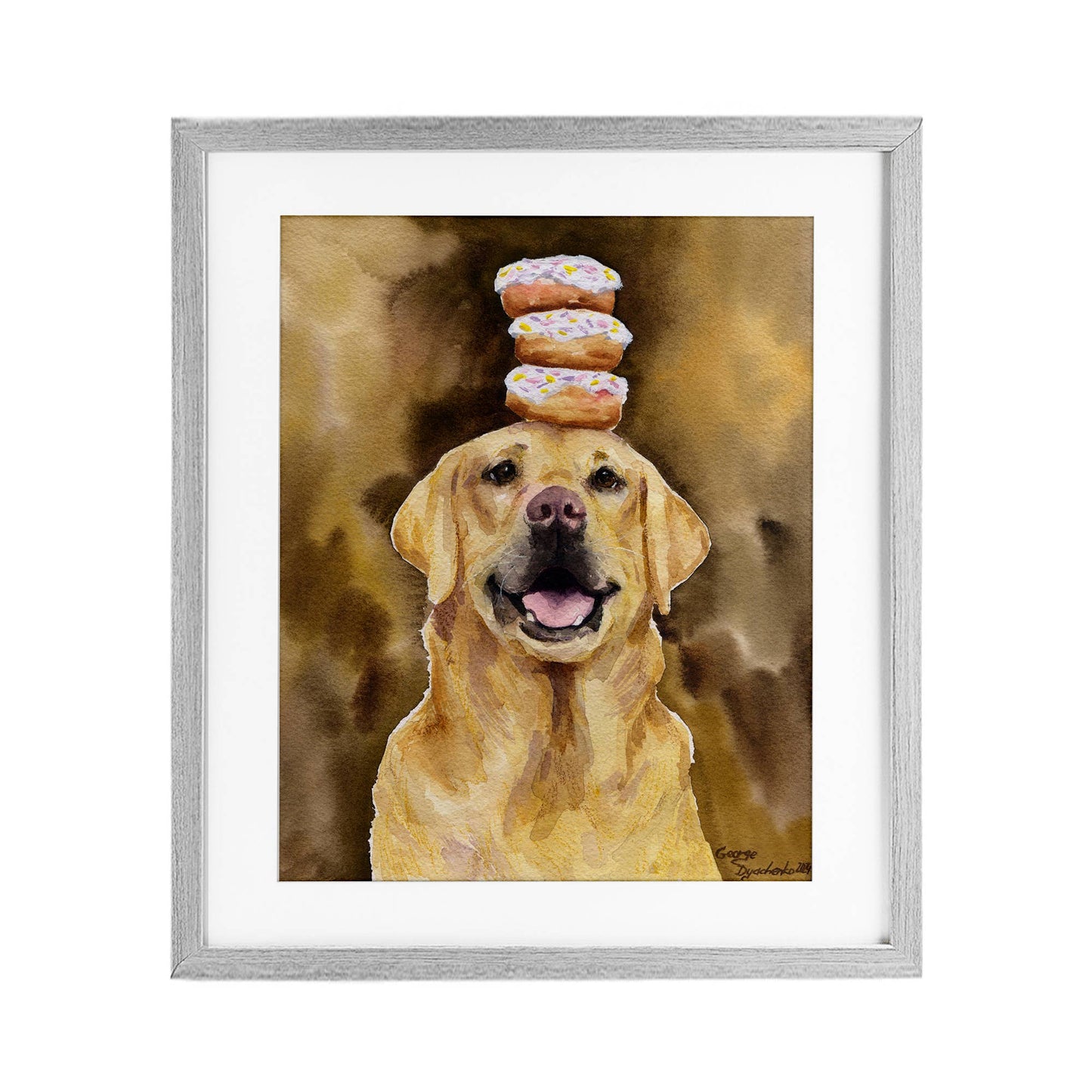 Happy Golden Retriever with - Print Under Glass Wall Art