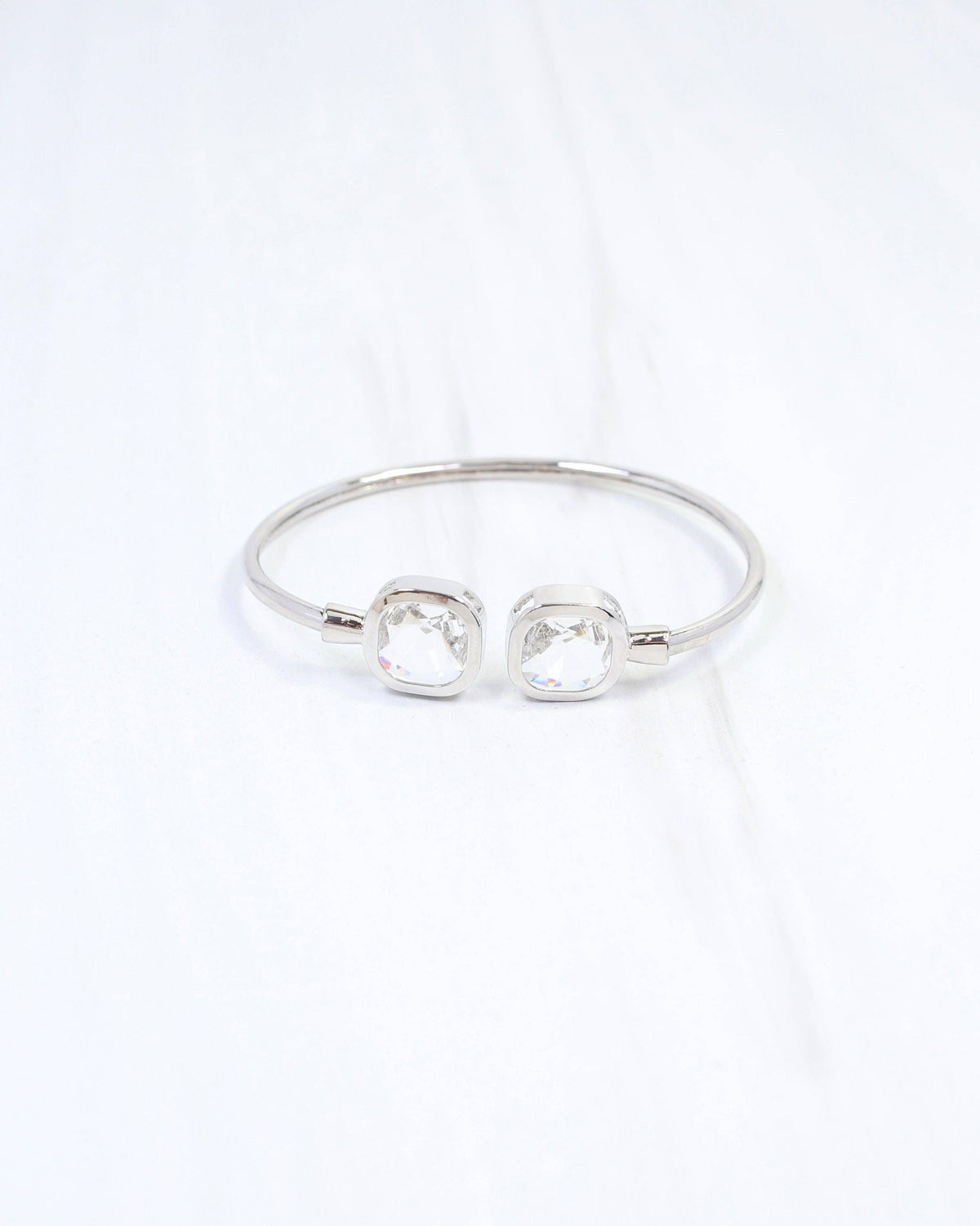 Kira Square Crystal Cuff Bracelet Silver
