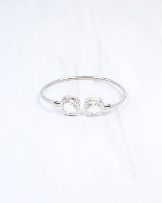 Kira Square Crystal Cuff Bracelet Silver
