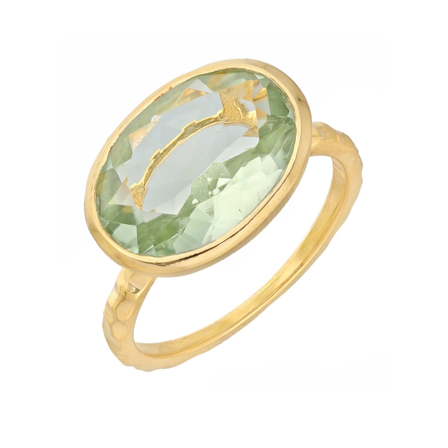 Green Amethyst Solitaire Ring