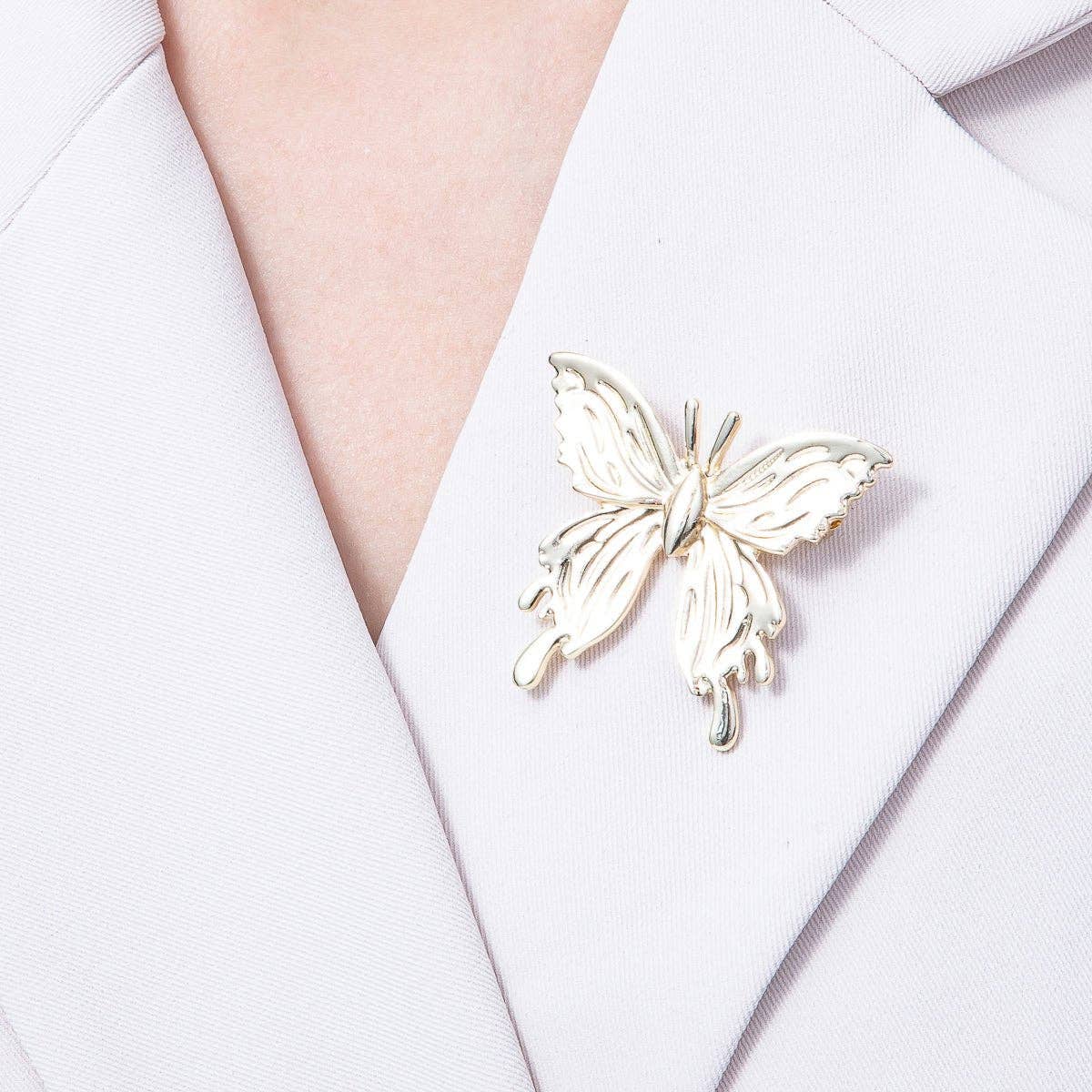 Gold 45mm x 41mm Minimalist Butterfly Insect Pin Brooch